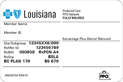 This is a picture of a Blue Cross member ID card.